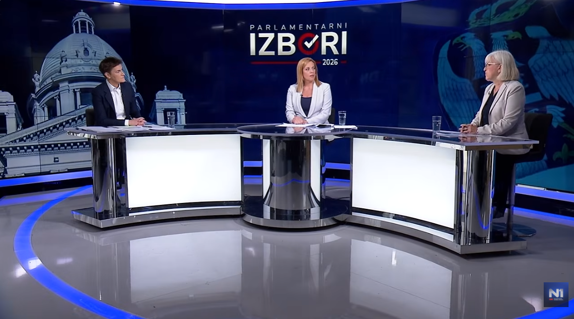 Ana Brnabić i prof. dr Mirjana Nikolić tokom debate na televiziji N1